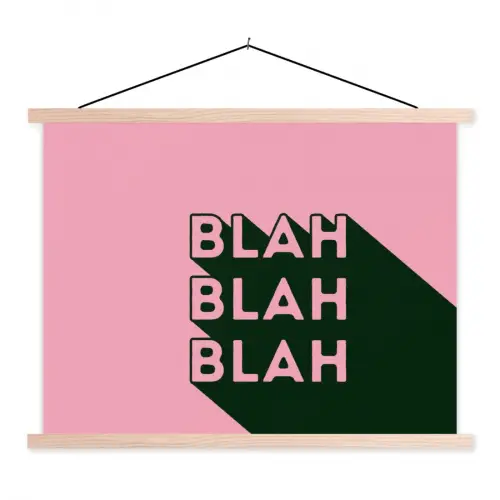 Tekst - Grafisch - Groen - Schaduw textielposter latten blank klein -3d