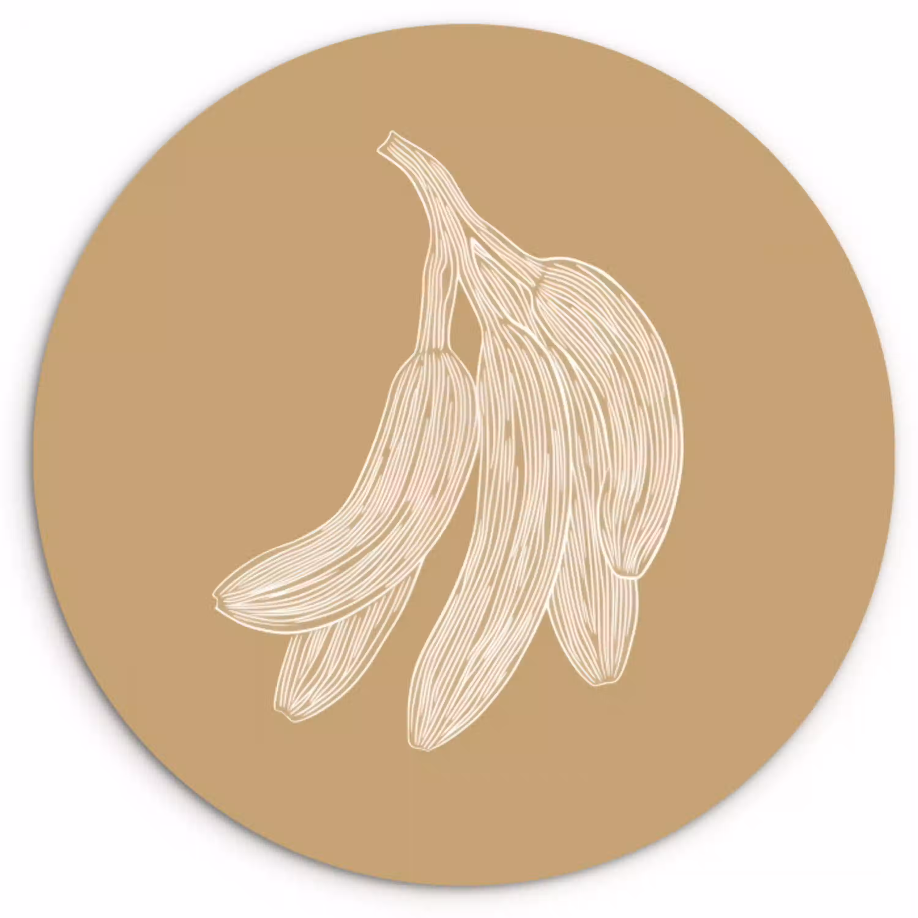 Bananen - Beige - Lijntekening - Minimalistisch Wandcirkel plexiglas klein -3d