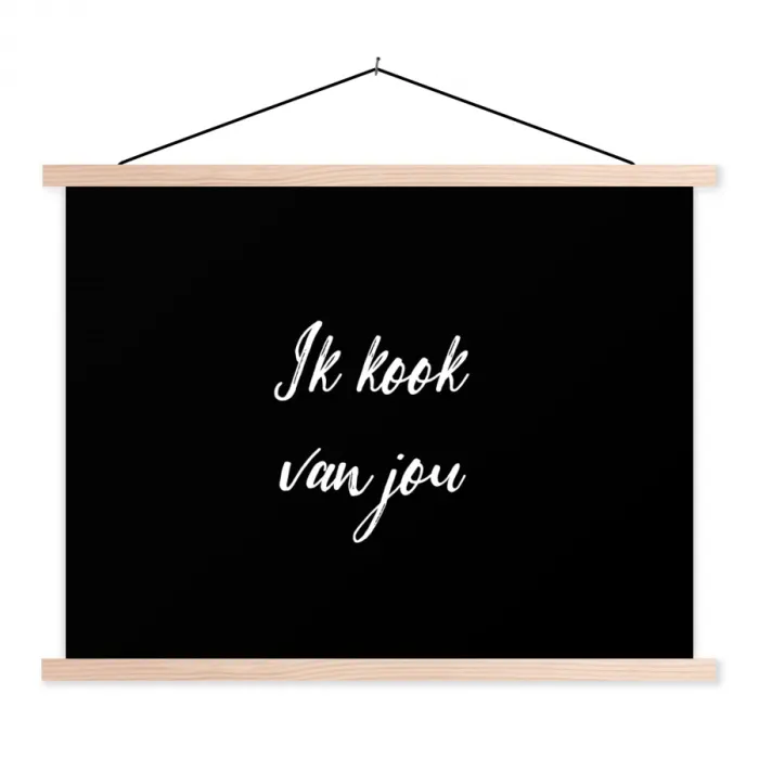 Quotes - Spreuken - Ik kook van jou - Liefde - Partner textielposter latten blank klein -3d