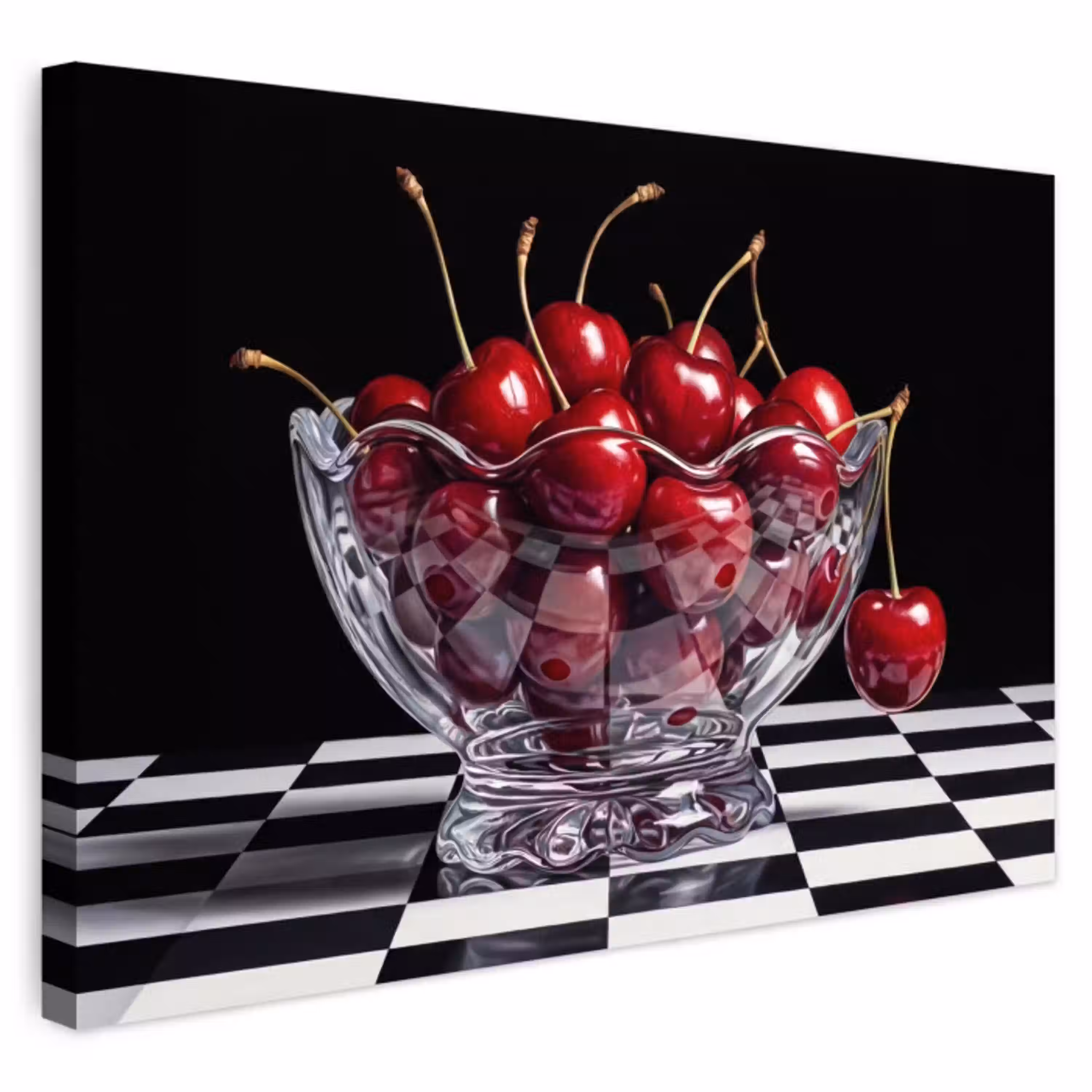 Eten - Kersen - Rood Tuinposter op houten frame 2 cm dik klein -3d