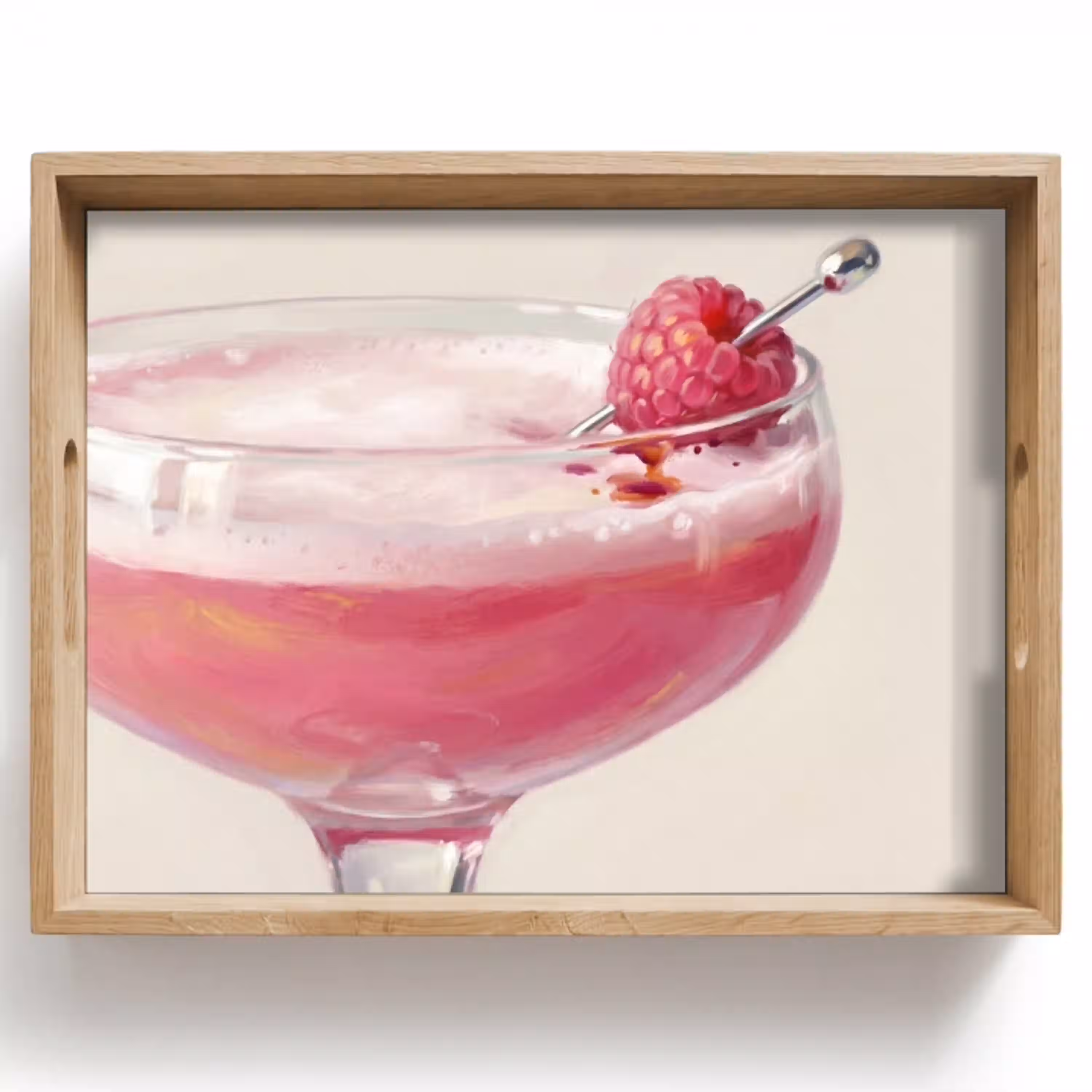 Cocktail - Framboos - Drank - Modern - Roze Dienblad Rechthoek middel -z3d_shopping