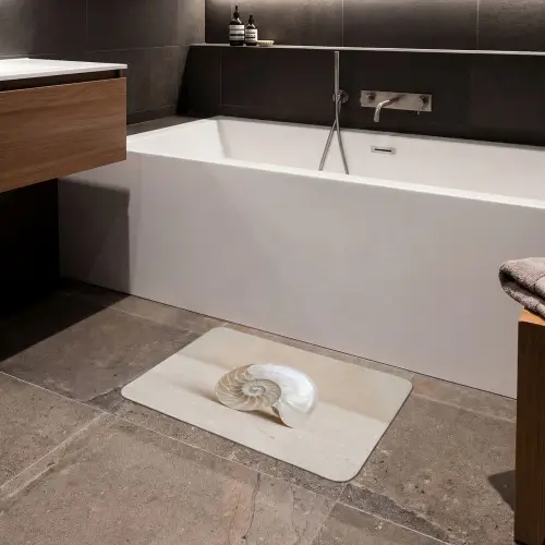 Schelp - Spiraal - Beige Badmat klein -sfeer3