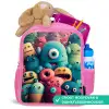 Monster Menigte Kinderrugzak - Roze middel -inhoud_NL