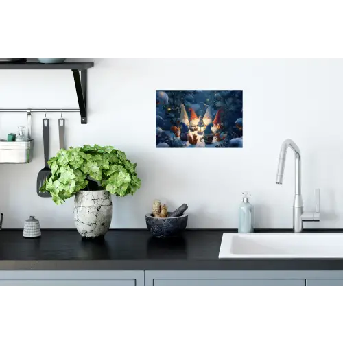 Winter - Gnooms - Eekhoorns - Meerkleurig Muursticker klein -keuken