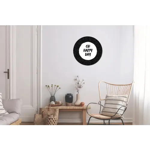 Quotes - Tekst - Oh happy day - Geluk Wandcirkel aluminium klein -woonkamer