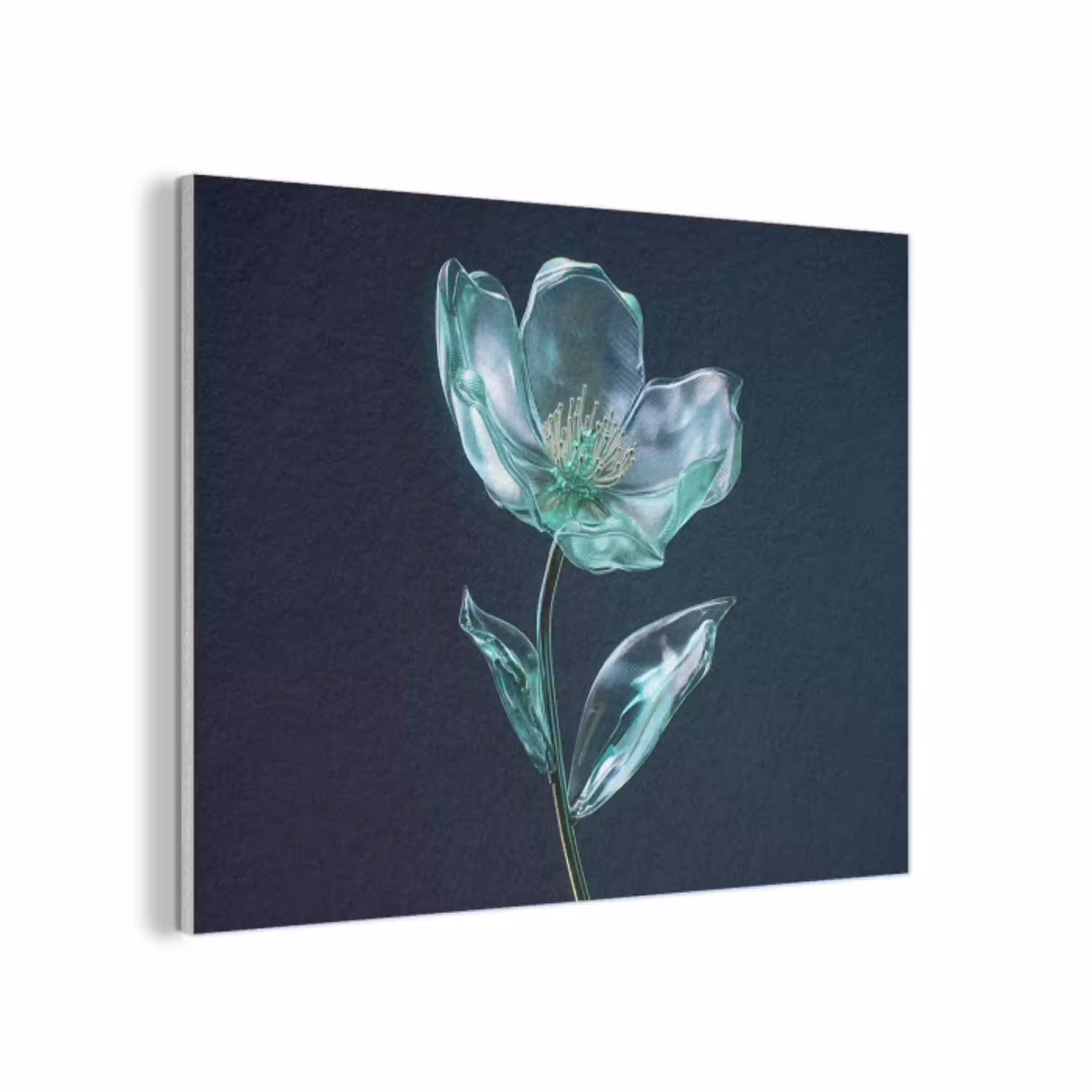 Bladeren - Bloem - Glazen - Donkerblauw PET vilt klein -3d