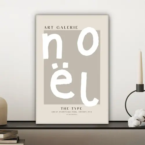 Kerstmis - Quotes - Noël - Wit - Beige canvas 2cm klein -sfeer6