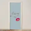 Kiss my ass - Lip - Blauw deurposter klein -3d_beige