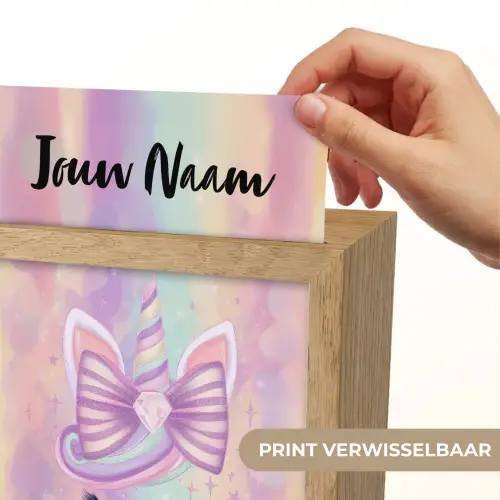 Eenhoorn - Pastel - Glitters - Regenboog Light Box met kabel (Kinderlampje) klein -USP_websiteprintNL