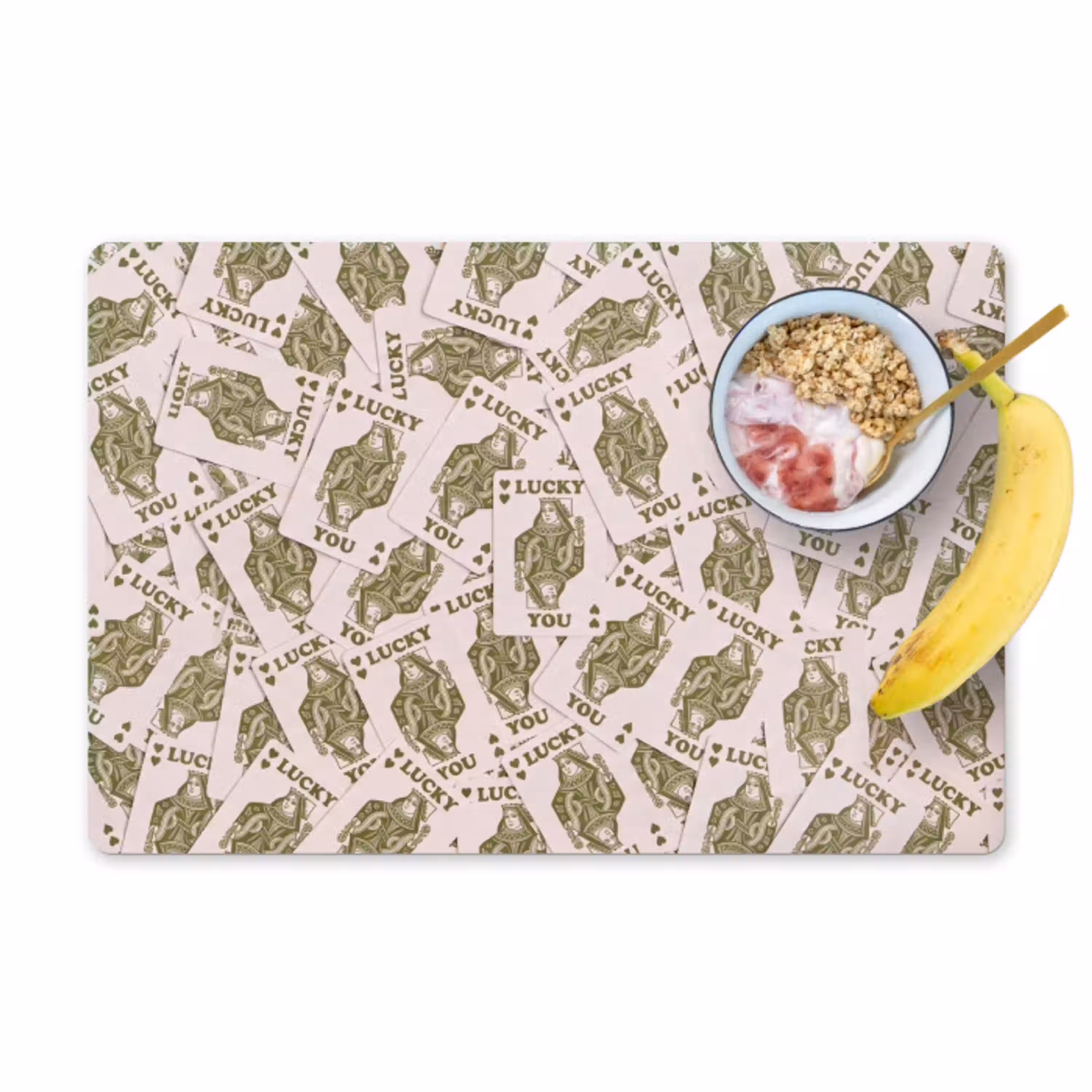 Kaarten - Koningin - Patroon - Groen - Spel Placemat vinyl groot -zzzproduct_Kitchenyeah-website
