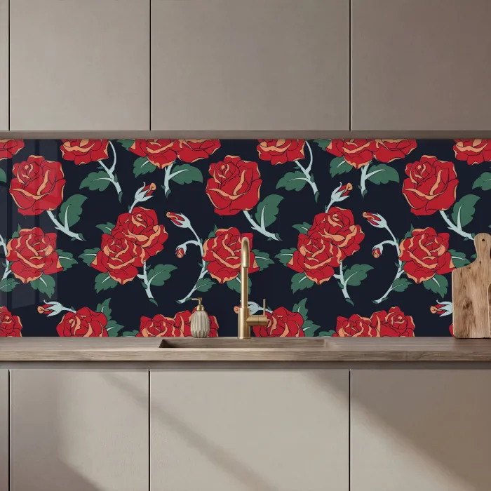 Rozen - Bloem - Patroon - Rood keuken achterwand 2 middel 871 zz_3dshopping