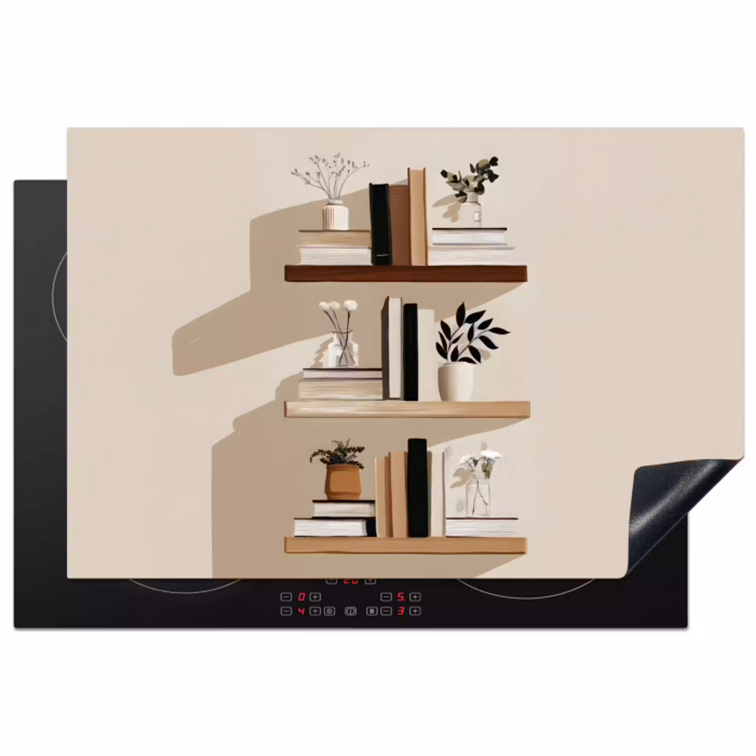 Plankjes - Boeken - Vaasjes - Planten Inductie beschermer vinyl 3mm klein -3d