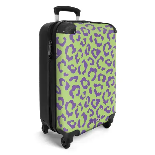 Dierenprints - Panterprint koffer in paars en groen NBS - Handbagage koffer - Unisex middel -productfoto_3d