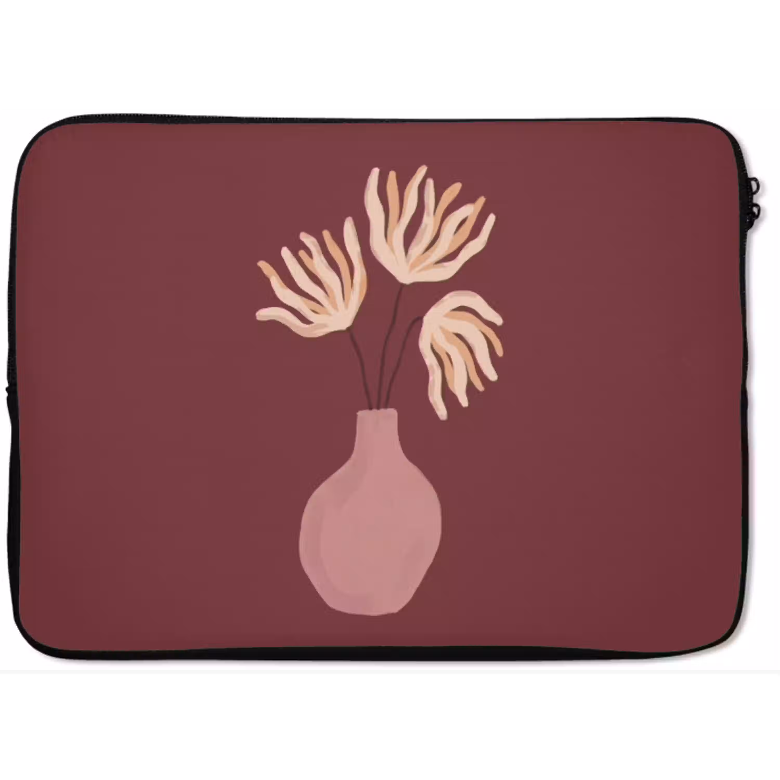 Bloemen - Vaas - Abstract - Modern - Aardetinten laptophoes neopreen klein -zkaufland3dotto