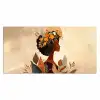 Vrouw - Krullen - Bloemen - Beige Muismat XXL klein -3d_leeg