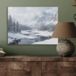 Sneeuwlandschap - Bergen - Rivier - Winter PET vilt klein -sfeer2