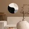 Abstract - Japandi - Beige - Modern Wandcirkel behangsticker klein -sfeer1