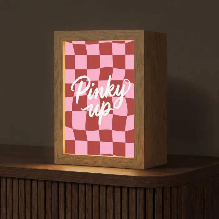 Pinky up - Geblokt - Bordeauxrood Light Box met kabel (Tafellamp) klein -z3d_website
