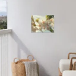 Bloesems - Wit - Zonnestralen -  Bloemblaadjes tuinposter los doek klein -sfeer8