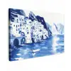 Dorp - Rotswand - Roeiboot - Water Tuinposter op houten frame 2 cm dik klein -3d