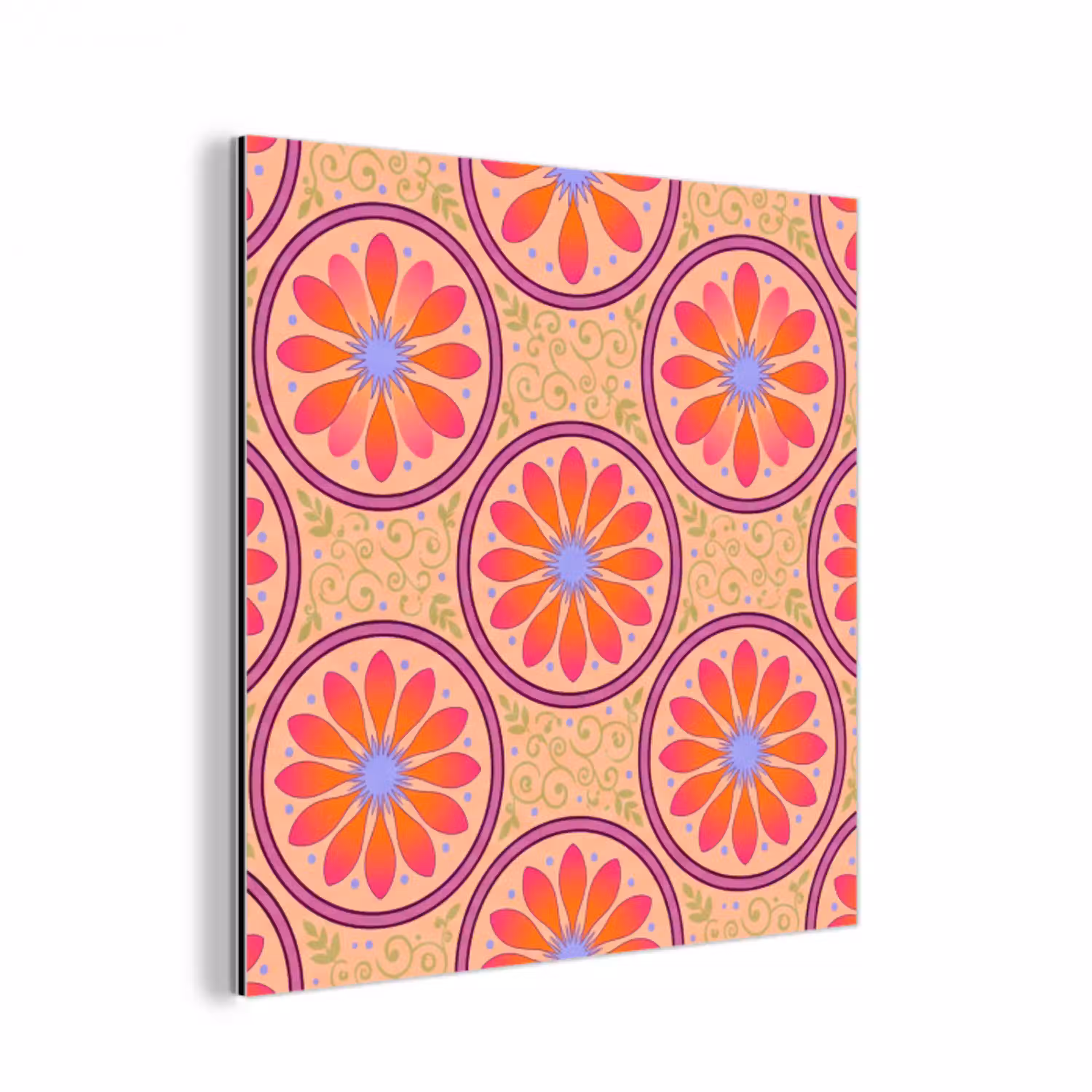 Patroon - Bloemen - Decoratief - Kleurrijk - Modern aluminium wit klein -3d