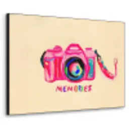 Camera - Memories - Roze - Geschilderd Textielframe zwart klein -3d