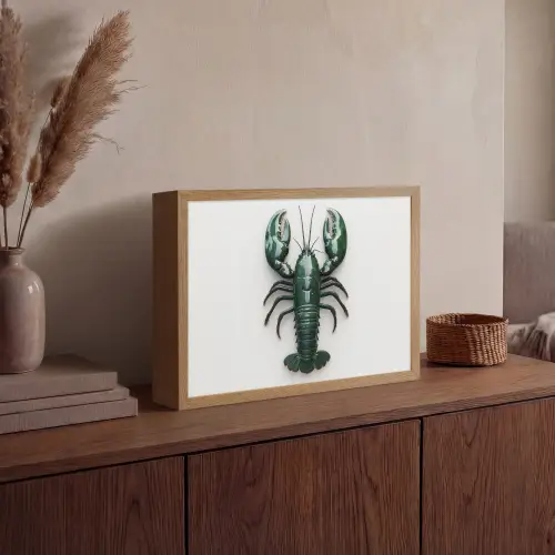 Kreeft - Glossier - Groen - Wit Light Box met batterij (Wandlamp) middel -sfeer2