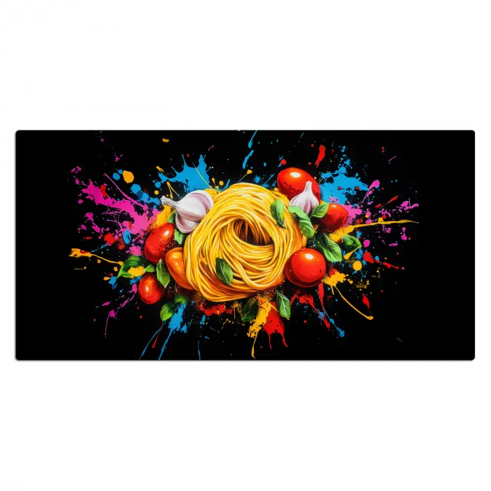Spaghetti - Graffiti - Verf - Kleurrijk - Eten - Modern Muismat XXL klein -3d_leeg