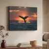 Walvis staart - Water - Zonsondergang Textielframe zwart klein -sfeer3