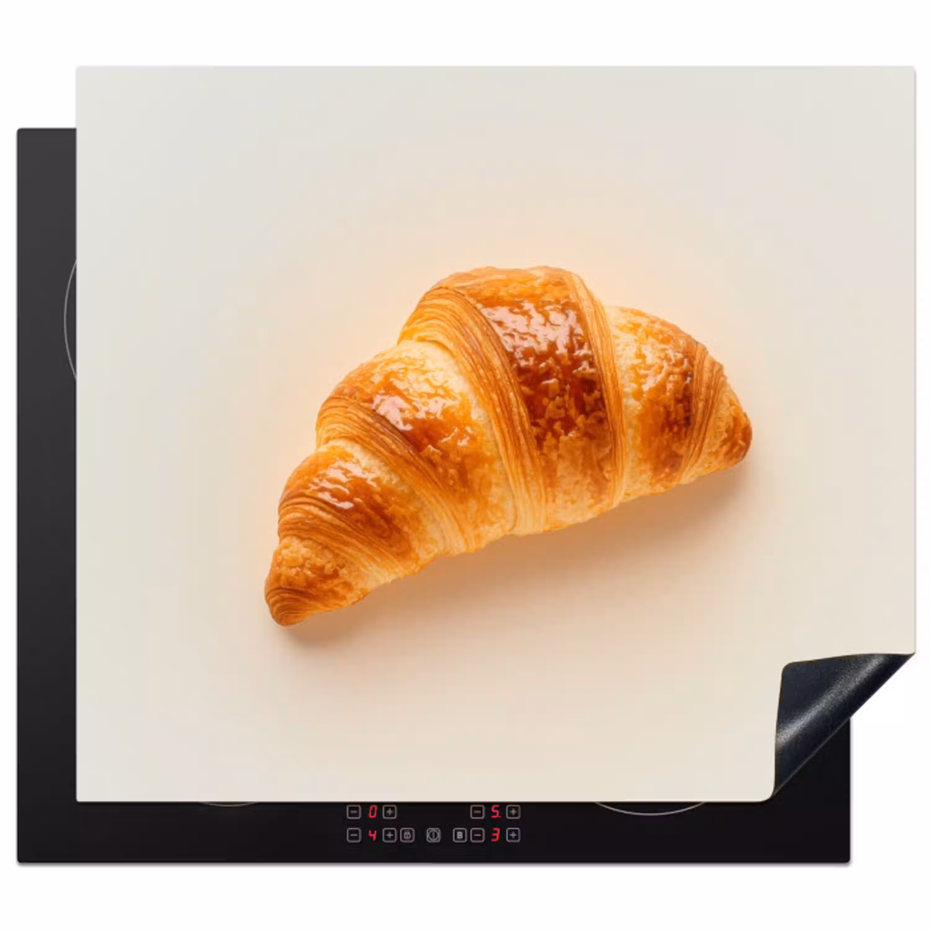 Croissant - Brood - Beige Inductie beschermer vinyl 3mm middel -3d