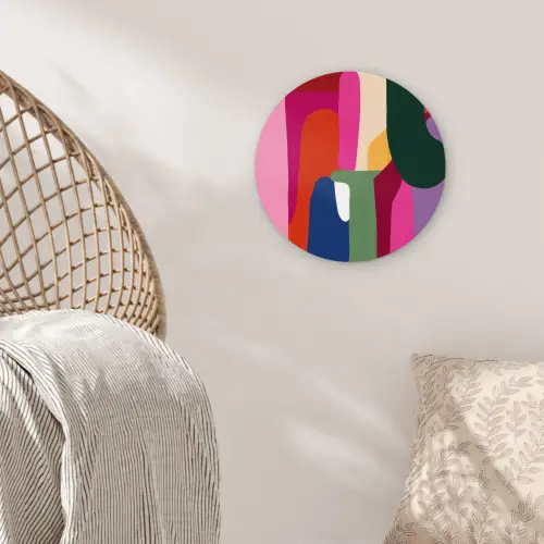 Kleurvakken - Recht - Rond - Abstract Wandcirkel plexiglas klein -sfeer5