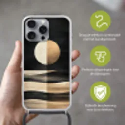 Maan - Cirkel - Goud Hoesje iPhone 16 Pro Max met koord klein -sfeer2_NL