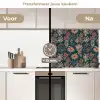 Botanisch - Patroon - Blauw keuken achterwand 2 middel 871 -voor-na2_NL