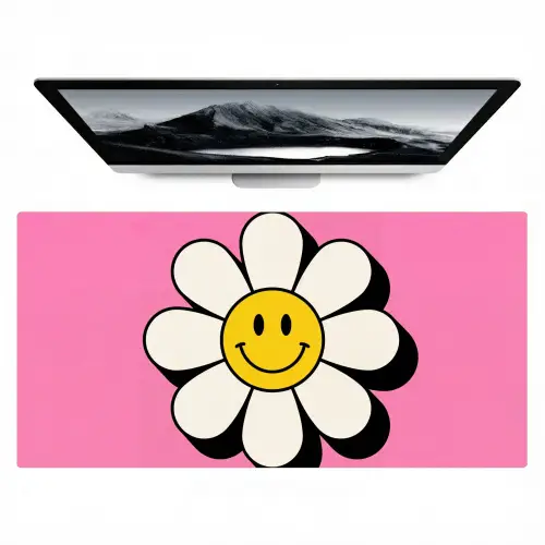 Smiley - Bloem - Roze Muismat XXL klein -zzz3d