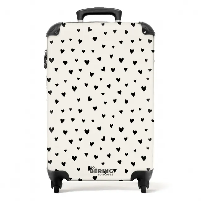 Valentijn hartjes verspreid patroon zwart NBS - Handbagage koffer - Kinderen Unisex middel -productfoto_recht