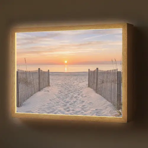 Zonsondergang - Strand - Zand Light Box met batterij (Wandlamp) middel -z3d_website
