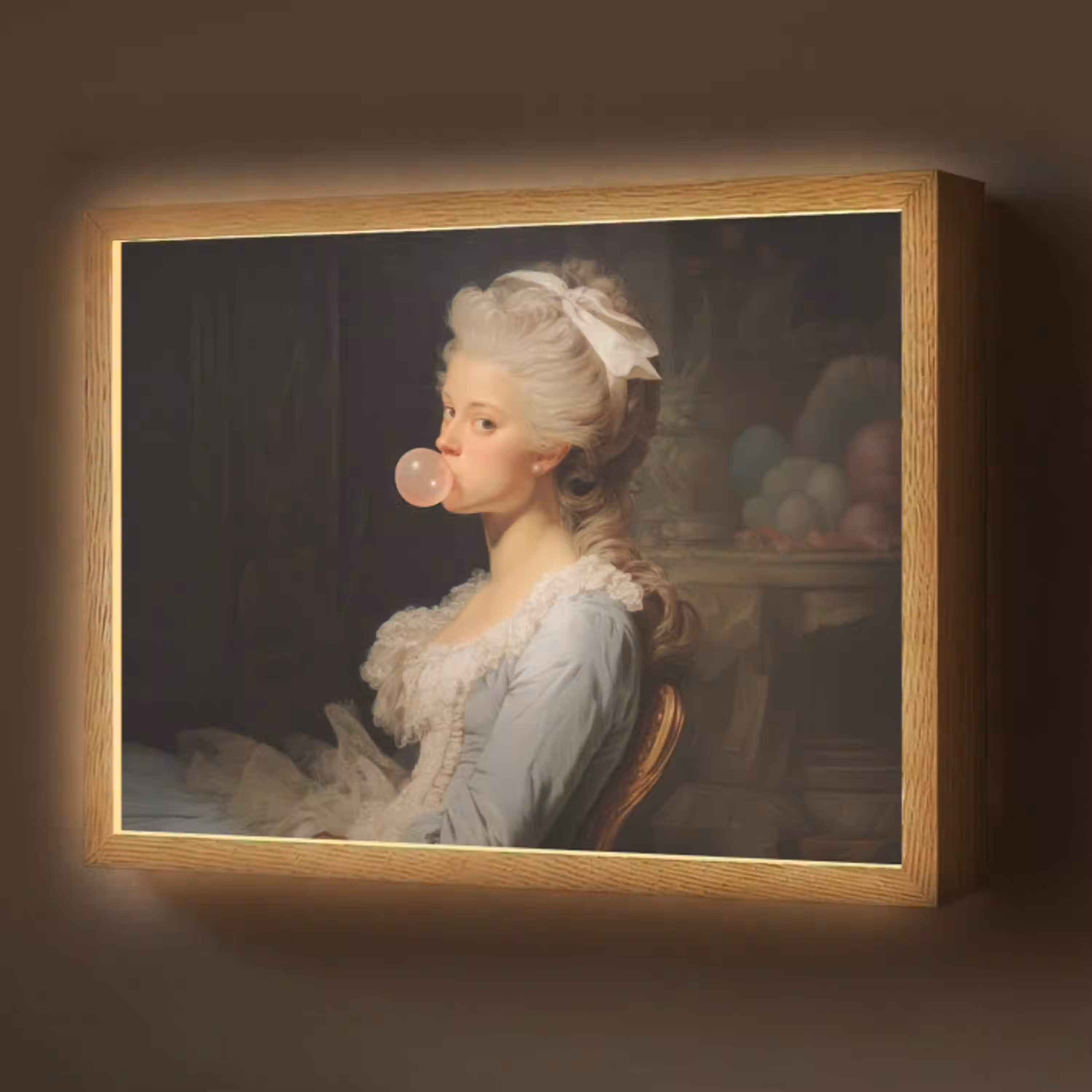Vrouw - Barokjurk - Kauwgom Light Box met batterij (Wandlamp) middel -z3d_website