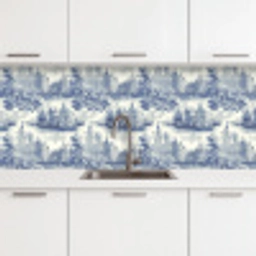 Huizen - Bomen - Water - Vogels - Blauw keuken achterwand 2 middel 871 -3d
