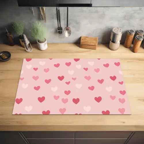 Hartjes - Patroon - Roze - Eenvoudig Inductie beschermer vinyl 3mm klein -sfeer5