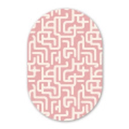 Doolhofpatroon - Roze - Wit - Abstract Wandcirkel Ovaal Forex klein 630 -3d