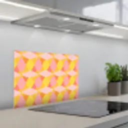 Kleurrijk - Ruitpatroon - Bladvormen keuken achterwand spatscherm klein 900 -3d_schuin