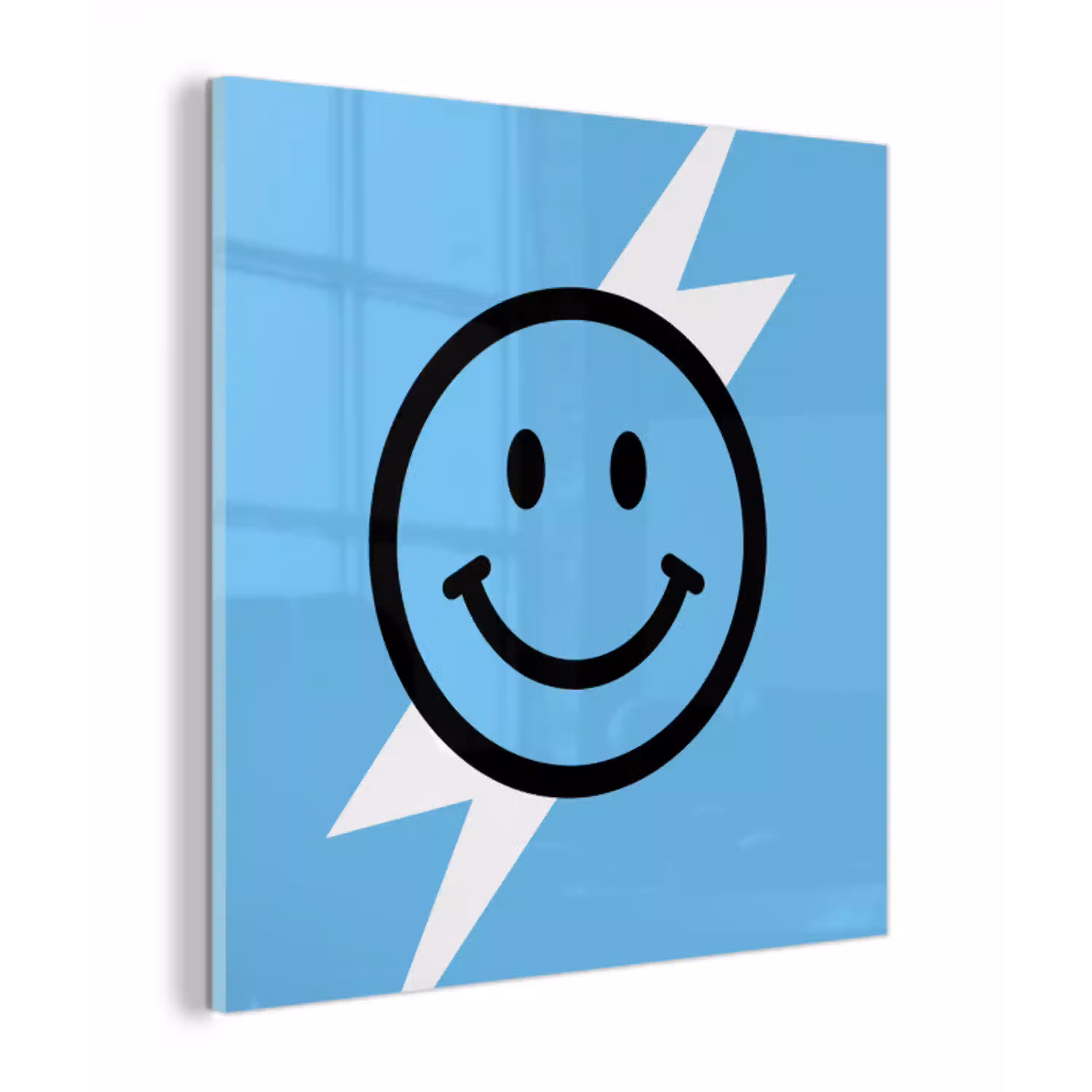 Smiley - Blauw - Bliksem plexiglas 5mm klein -z3d