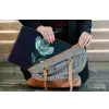 Bladeren - Bloem - Glazen - Donkerblauw laptophoes neopreen klein -tas
