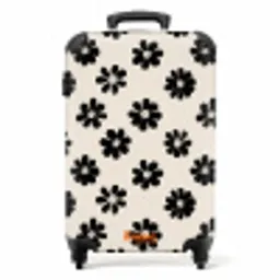 Madeliefjes - Grafisch - Zwart - Beige NBS - Handbagage koffer - Volwassenen Unisex middel -productfoto_recht