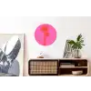 Palmbomen - Modern - Roze Wandcirkel aluminium klein -kantoor