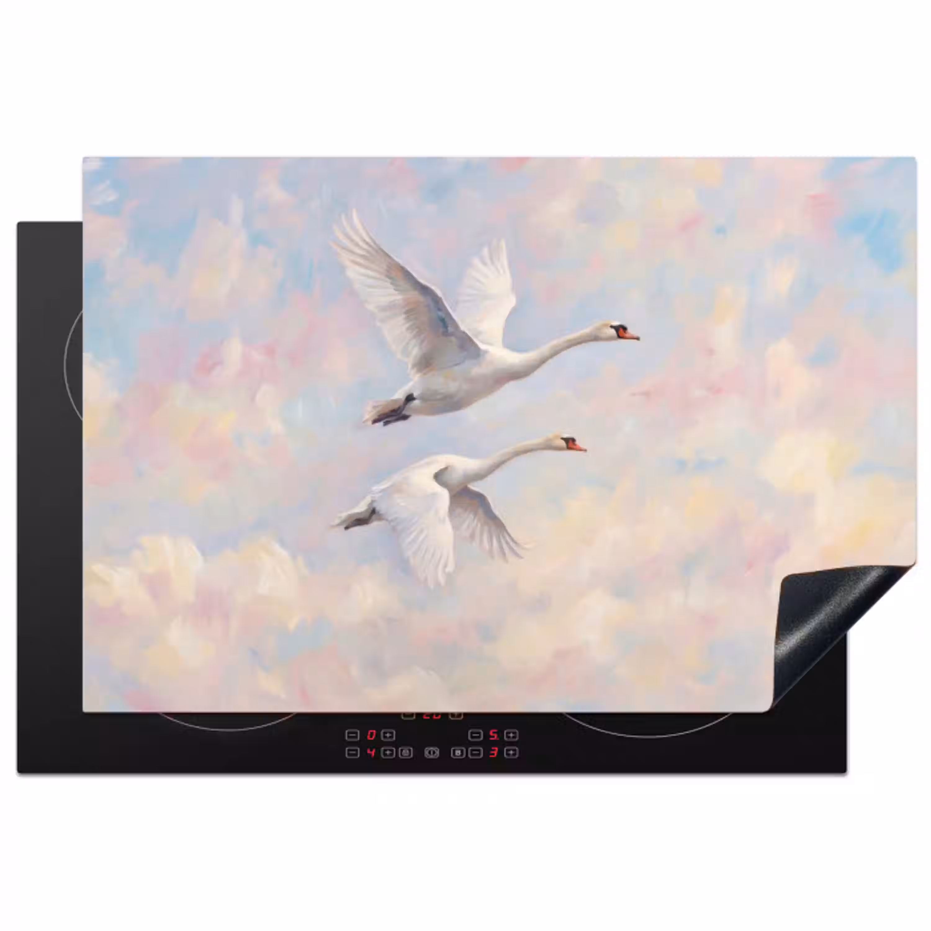 Vogel - Vliegend - Lucht - Modern - Pastel Inductie beschermer vinyl 3mm klein -3d