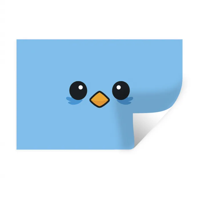 Vogel - Blauw - Eenvoudig Muursticker klein -3d