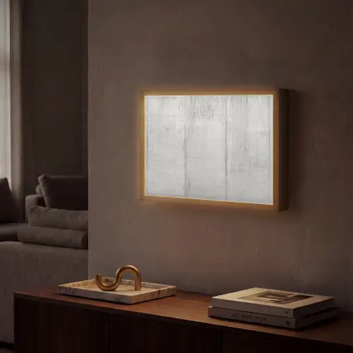 Grijs - Betonlook - Industrieel Light Box met batterij (Wandlamp) middel -sfeer1