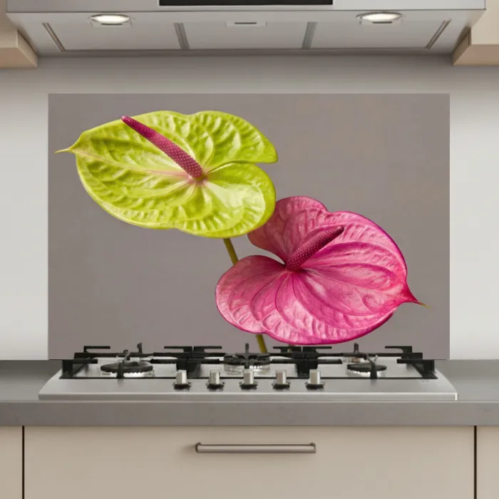 Planten - Anthurium - Groen - Roze keuken achterwand spatscherm klein -3d_website