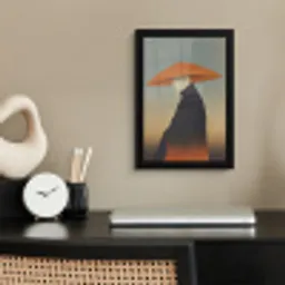 Minimalistisch - Silhouet - Oranje fotolijst zwart zonder passe partout klein -sfeer1